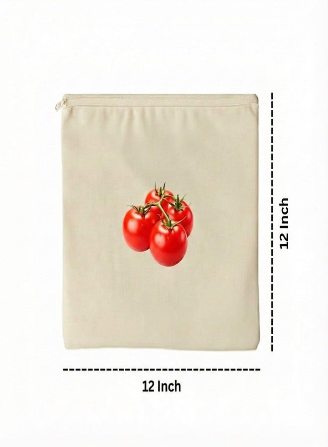 AERROW QUICK أكياس خضراوات قطنية قابلة لإعادة الاستخدام بنسبة 100% من AERROWQUICK - أكياس خضراوات عضوية قابلة للغسل - منظم خضراوات قماشي صديق للبيئة وخالٍ من البلاستيك | 12 × 12 بوصة | عبوة من 10 أكياس - Image 3